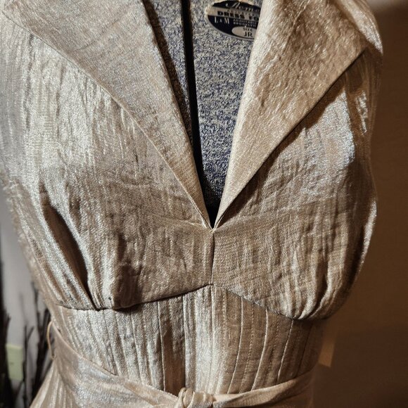 Maggie L Crushed Gold Cocktail Dress w/pockets Size 6 NWT - Picture 2 of 8